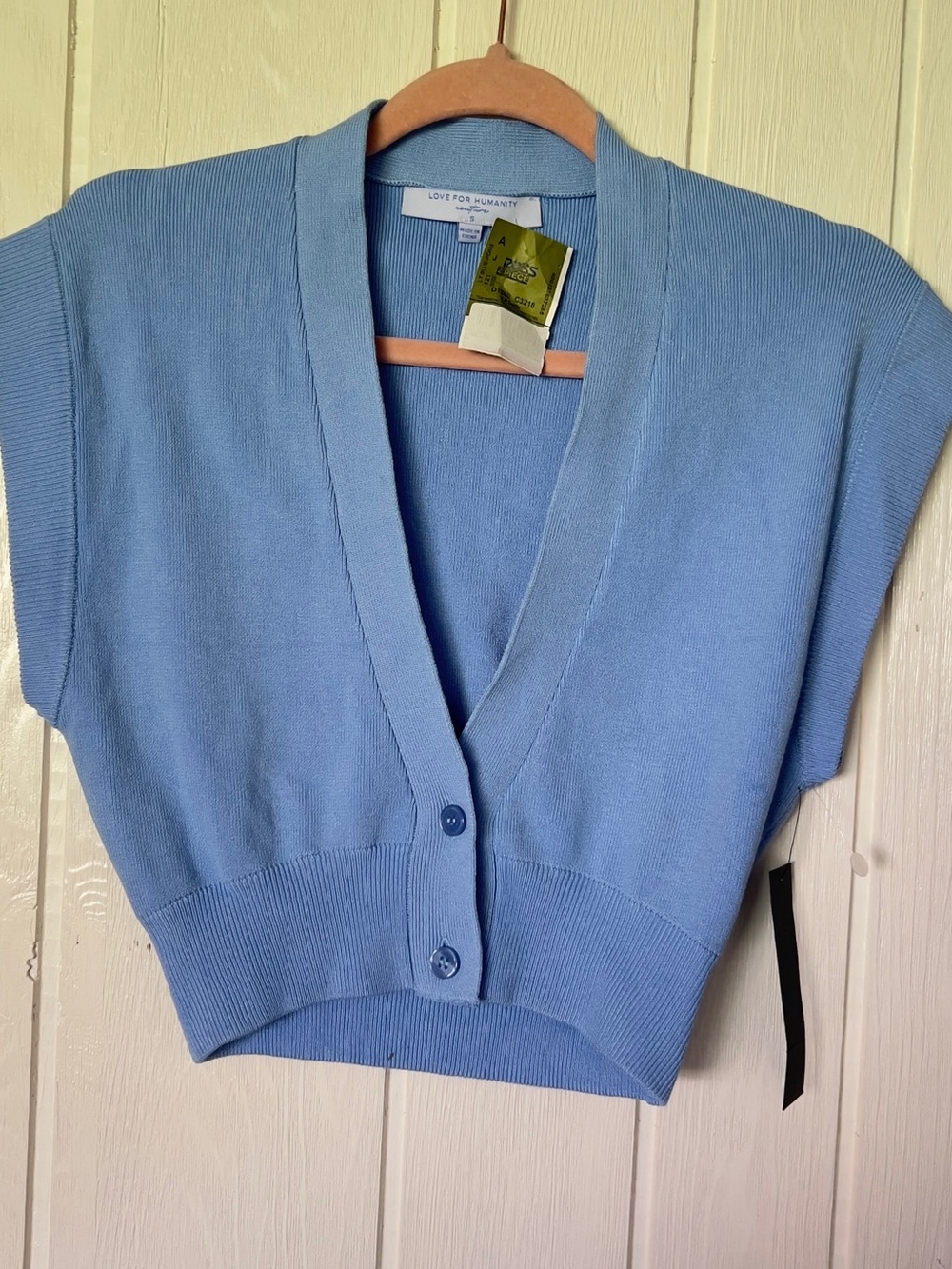 Sky Blue V-Neck Buttoned Sweater Vest